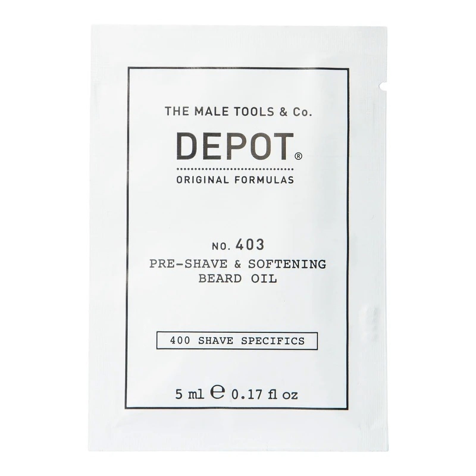 Depot, 400 Shave Specifics No. 403, Piper negru proaspăt, Înmuiere, Ulei pre-ras, 5 ml - Olmarkt