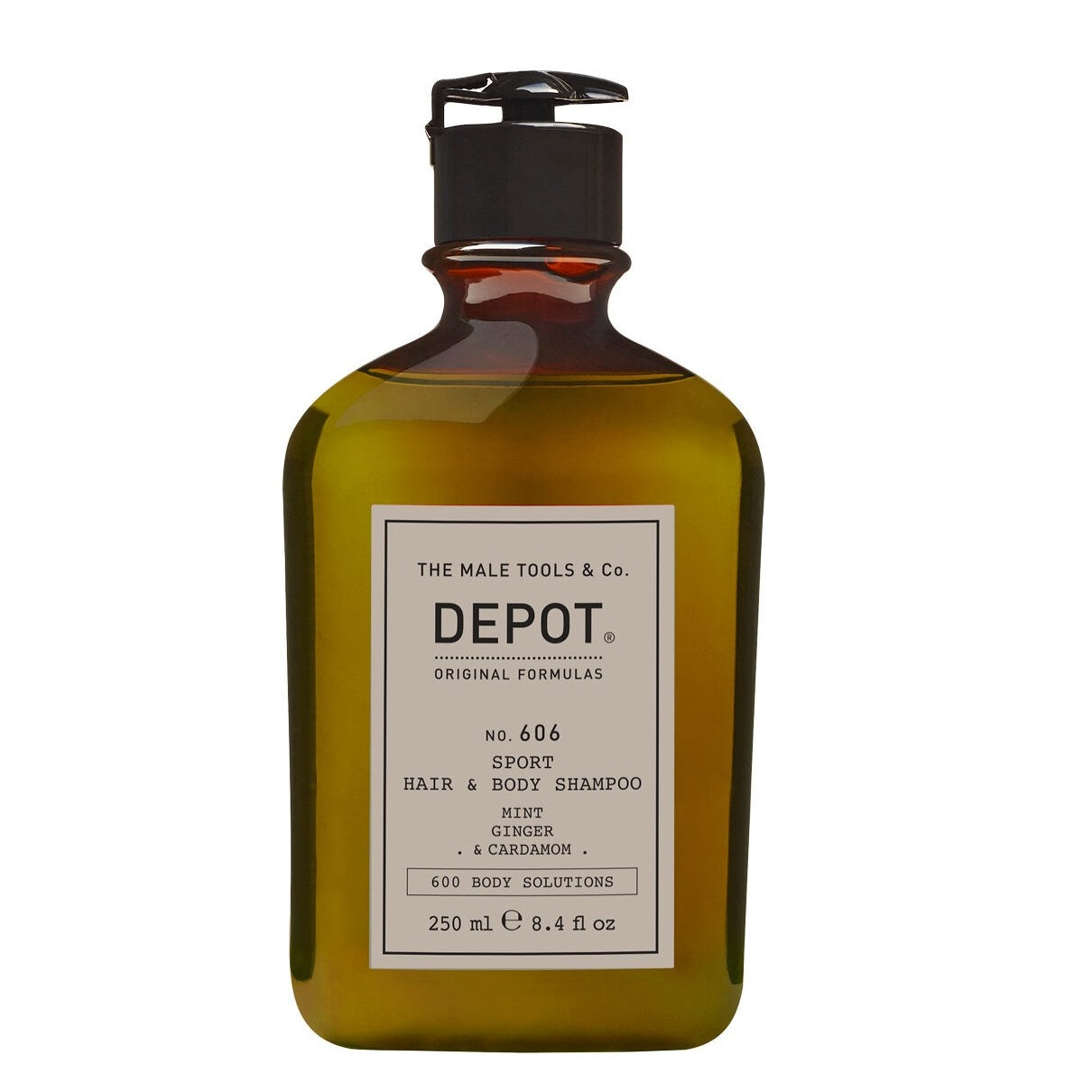 Depot, 600 Body Solutions  No. 606, Mentă, Ghimbir & Cardamom, Gel de duș și șampon 2 în 1, Complex botanic, 250 ml - Olmarkt
