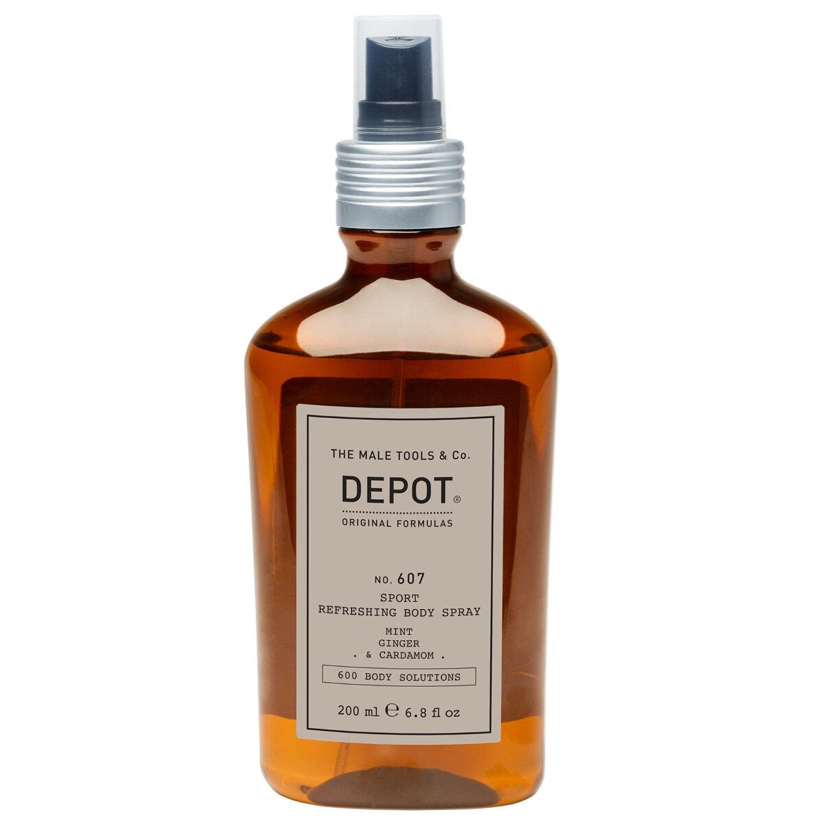 Depot, 600 Body Solutions No. 607, Complex botanic, Răcoritor, Spray de corp, Pentru față și corp, Mentă, Ghimbir & Cardamom, 200 ml - Olmarkt