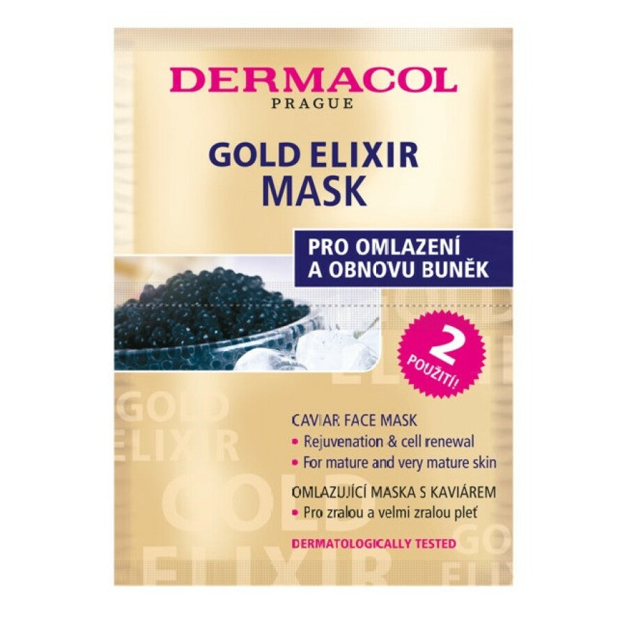 Set Duo, Dermacol, Gold Elixir, Extract de caviar, Anti-îmbătrânire, Mască cremă, Pentru față, 2 buc, 8 g - Olmarkt