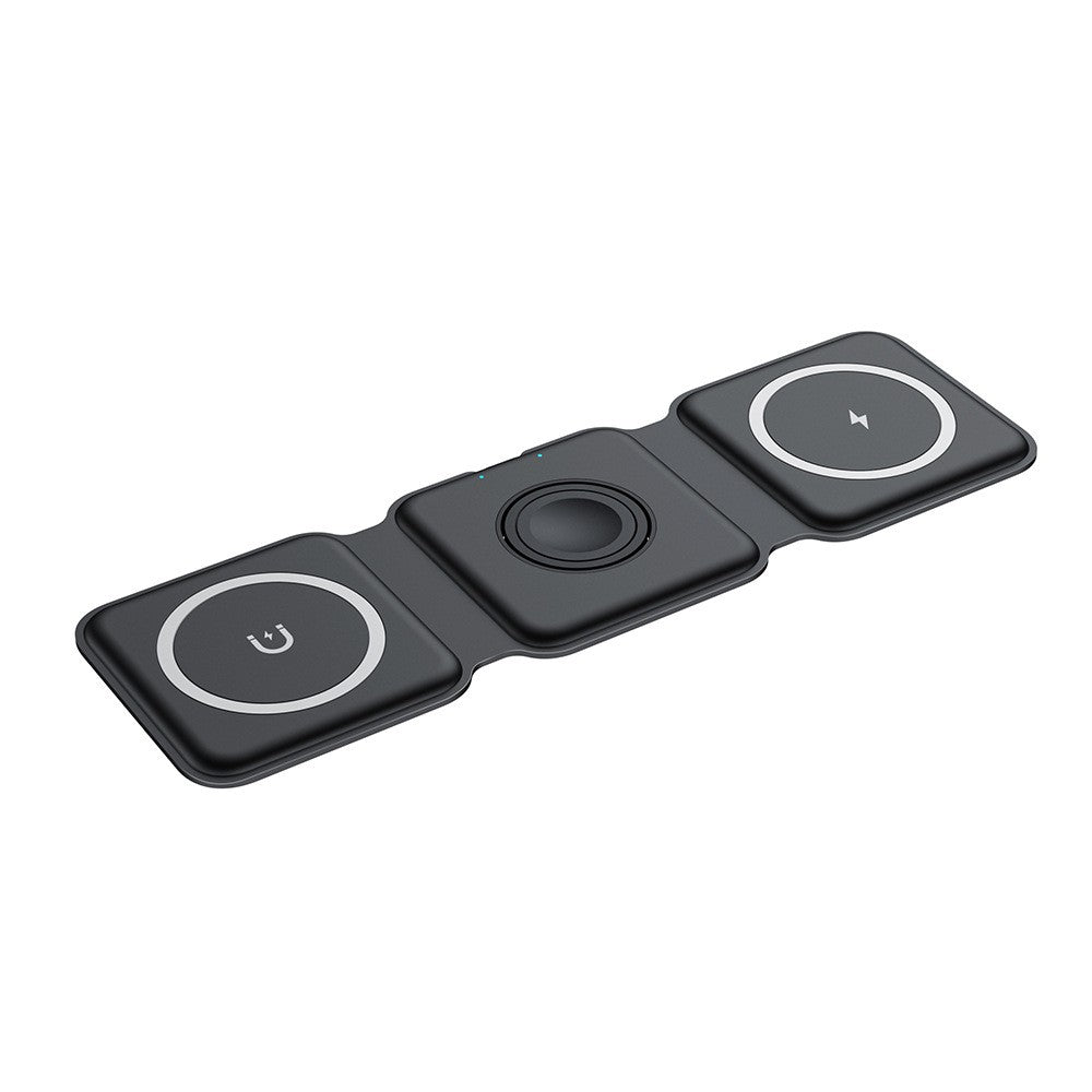 Incarcator Wireless Magnetic/Pliabil 3in1, Flippy, Multifunctional de Birou, 15W, Compatibil cu iOS/Android, 25 x 7.5 x