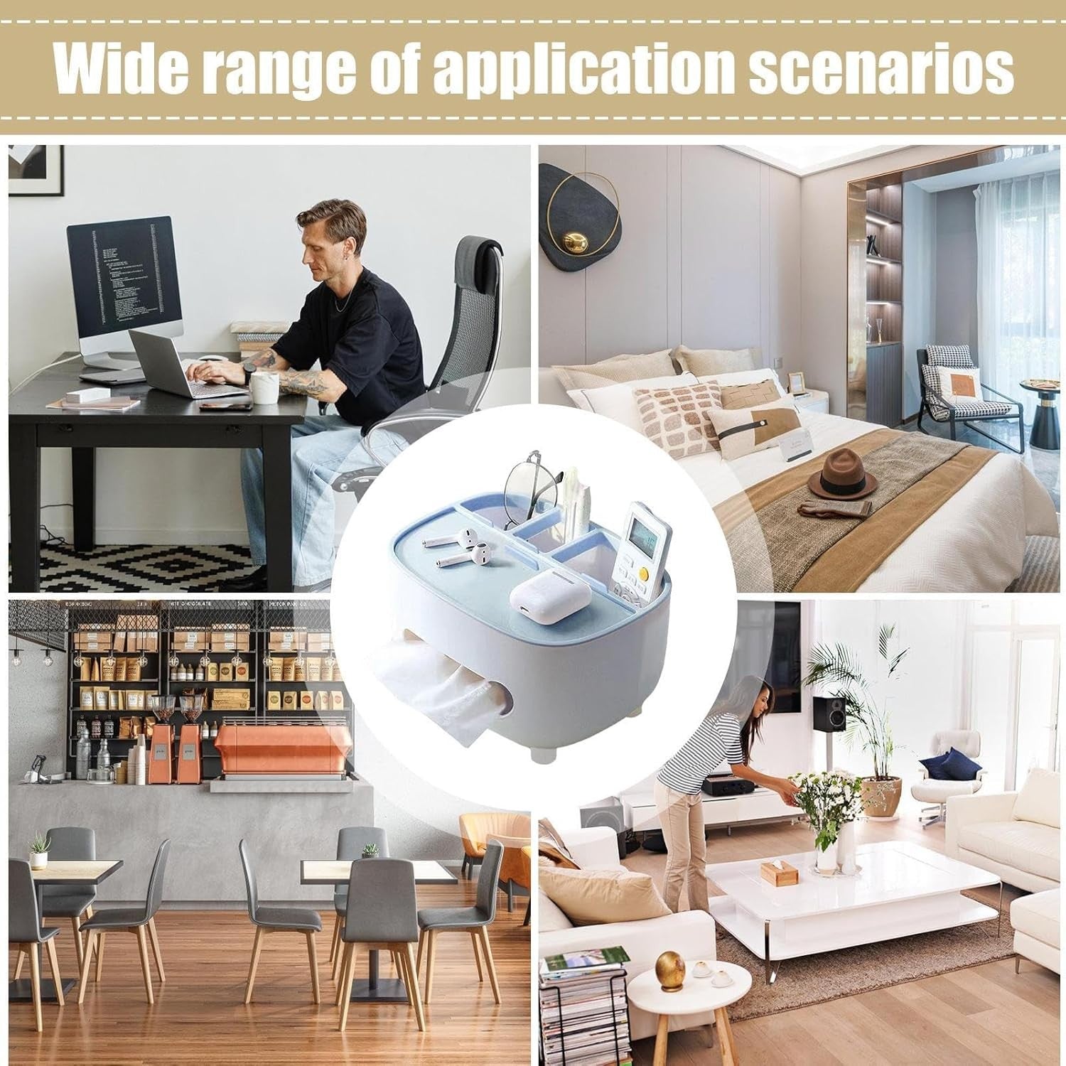 Suport pentru Servetele, Flippy, Cutie Multifunctionala, Design Minimalist, ABS, cu Suport pentru Obiectele Personale,