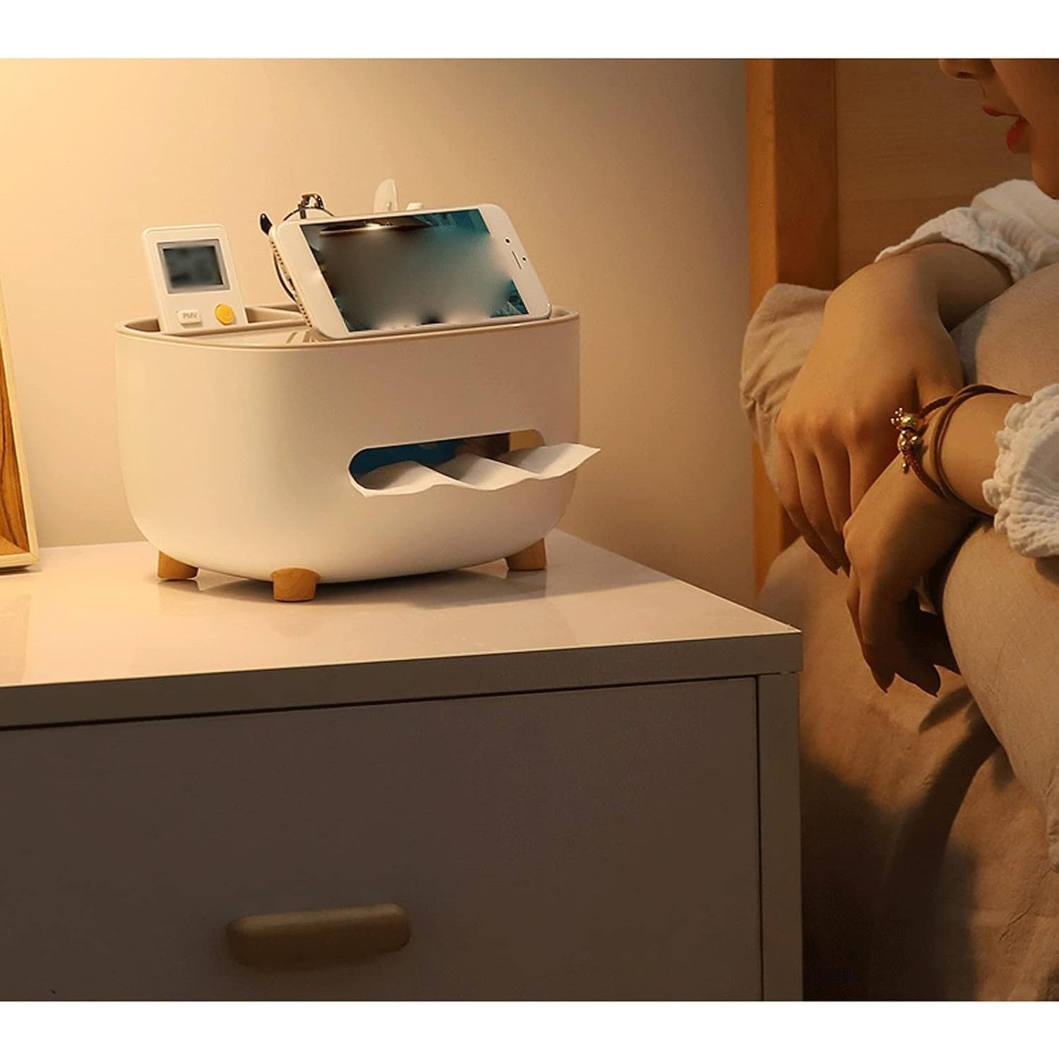 Suport pentru Servetele, Flippy, Cutie Multifunctionala, Design Minimalist, ABS, cu Suport pentru Obiectele Personale,
