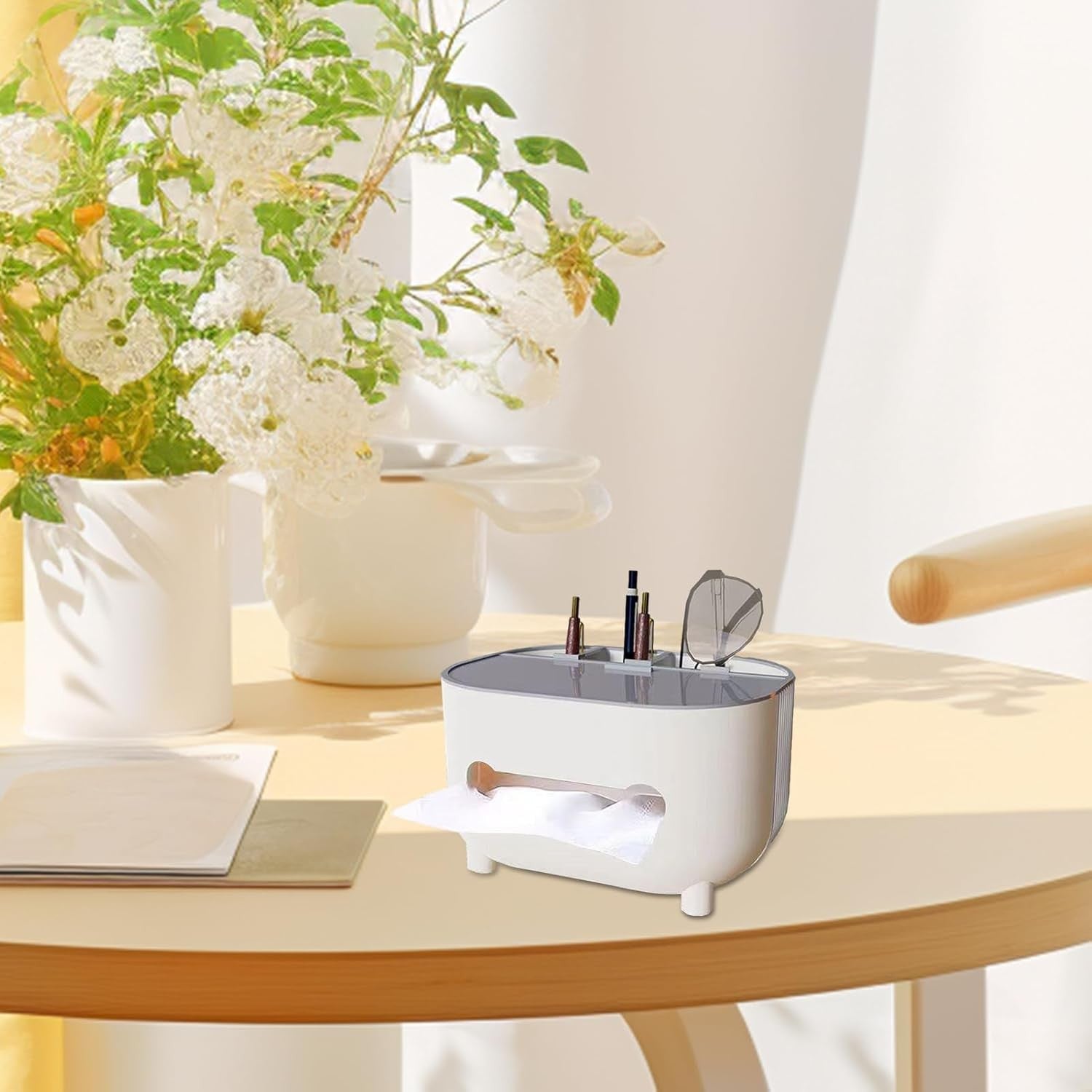Suport pentru Servetele, Flippy, Cutie Multifunctionala, Design Minimalist, ABS, cu Suport pentru Obiectele Personale,