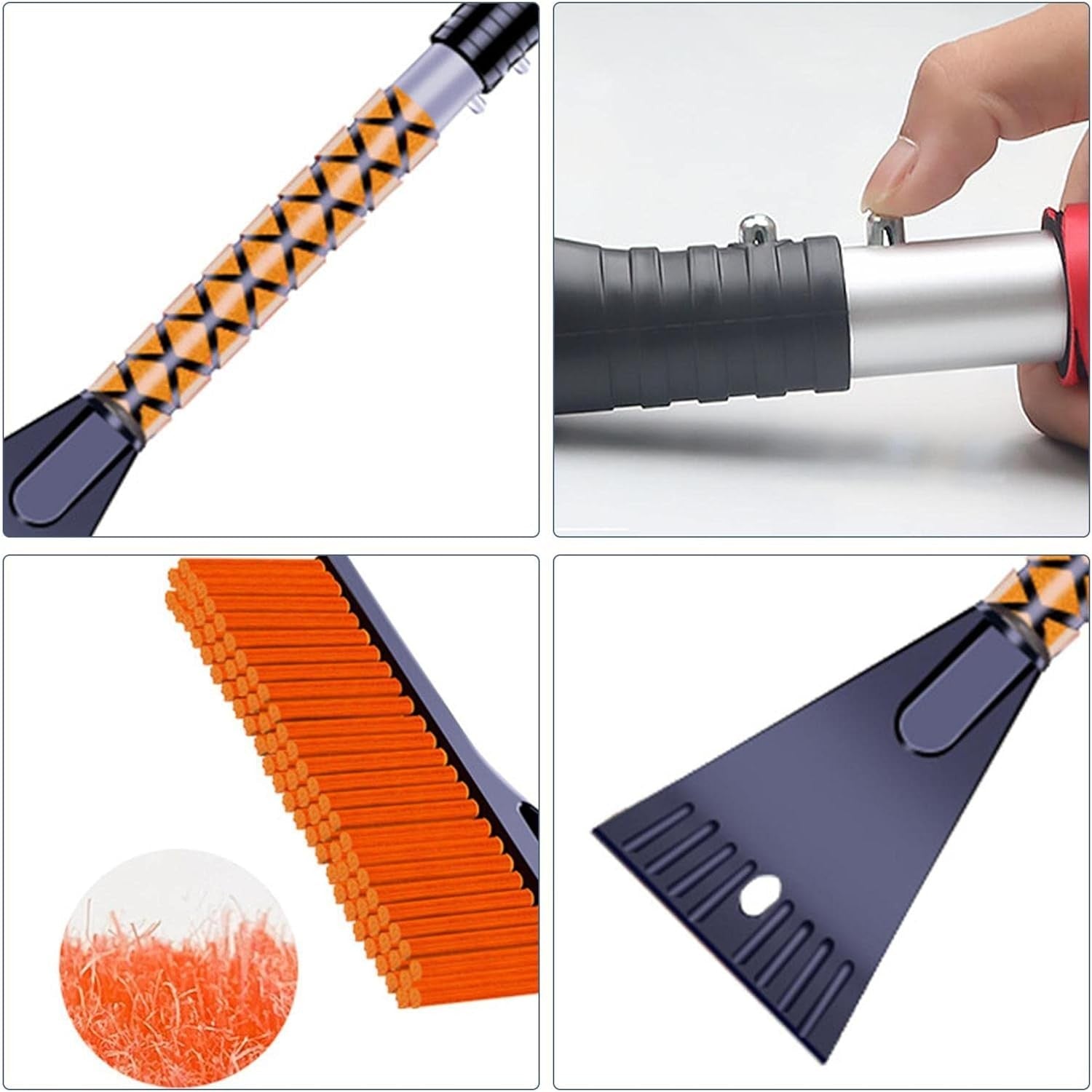 Perie de Zapada cu Racleta pentru Masina, Flippy, Multifunctionala, Demontabila, cu Maner Antiderapant, Aluminiu,