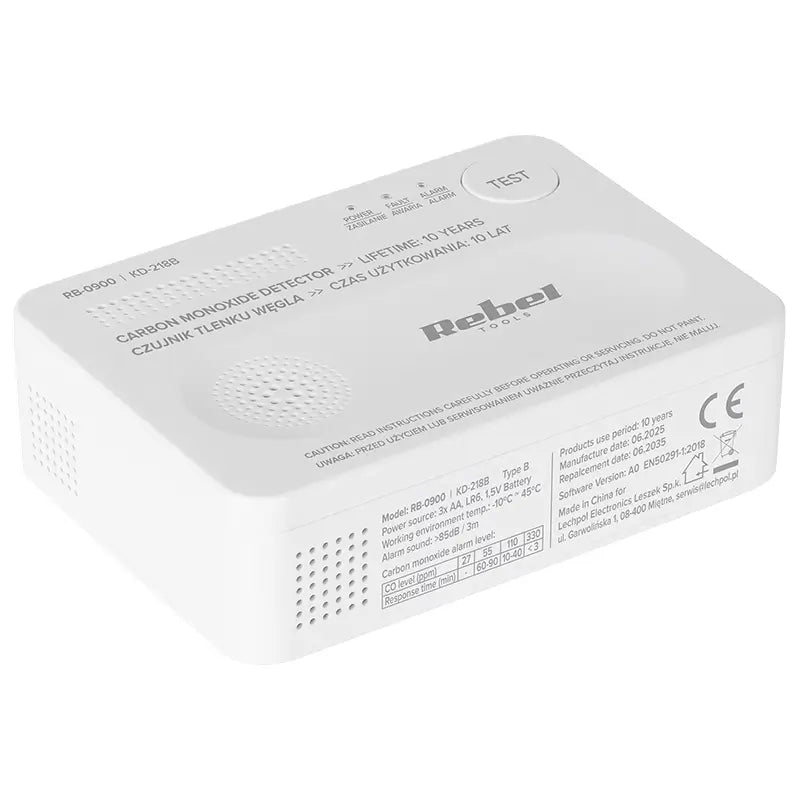 Detector senzor Gaz detectat monoxid de carbon 3x AA REBEL RB-0900