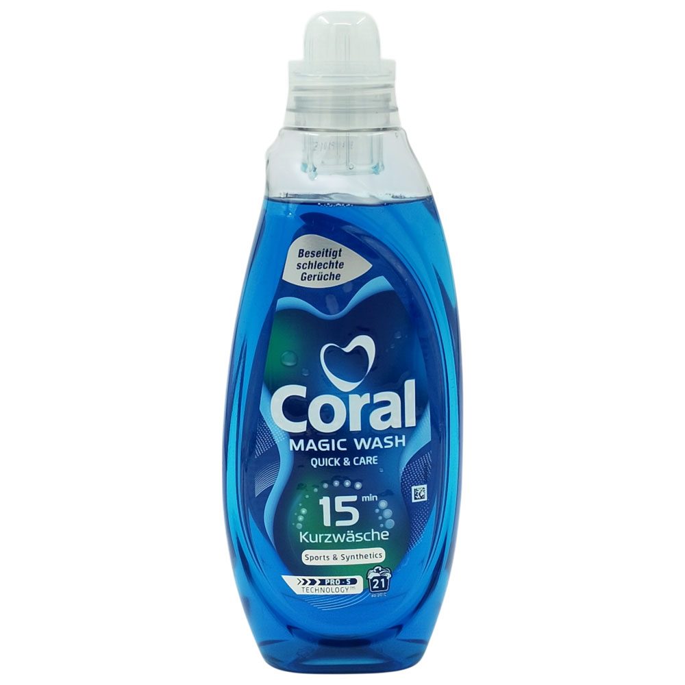 Detergent pentru Rufe, Coral Magic Wash, Gel 840 ml Sport si Synthetics 21 spalari