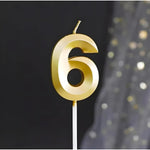 Lumanare Cifra 6, Flippy, Model Diamond, 5 x 3.4 cm, Auriu