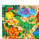 Joc Montessori de Sortare Culori, Flippy, Creion Magnetic, Tip Labirint Ilustrat, din Lemn, Model Dinozauri, 39x29x1.5