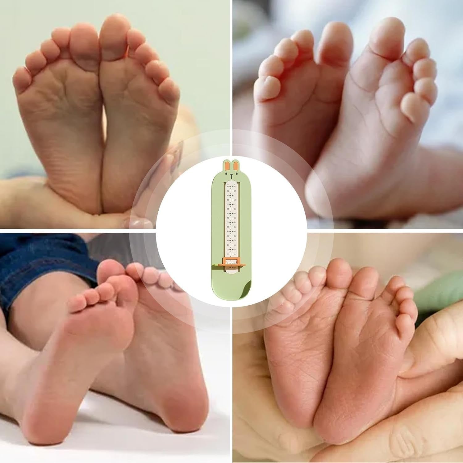 Dispozitiv de Masurat Talpa Piciorului pentru Bebelusi, Flippy, 6-24, Model Iepuras, Verde