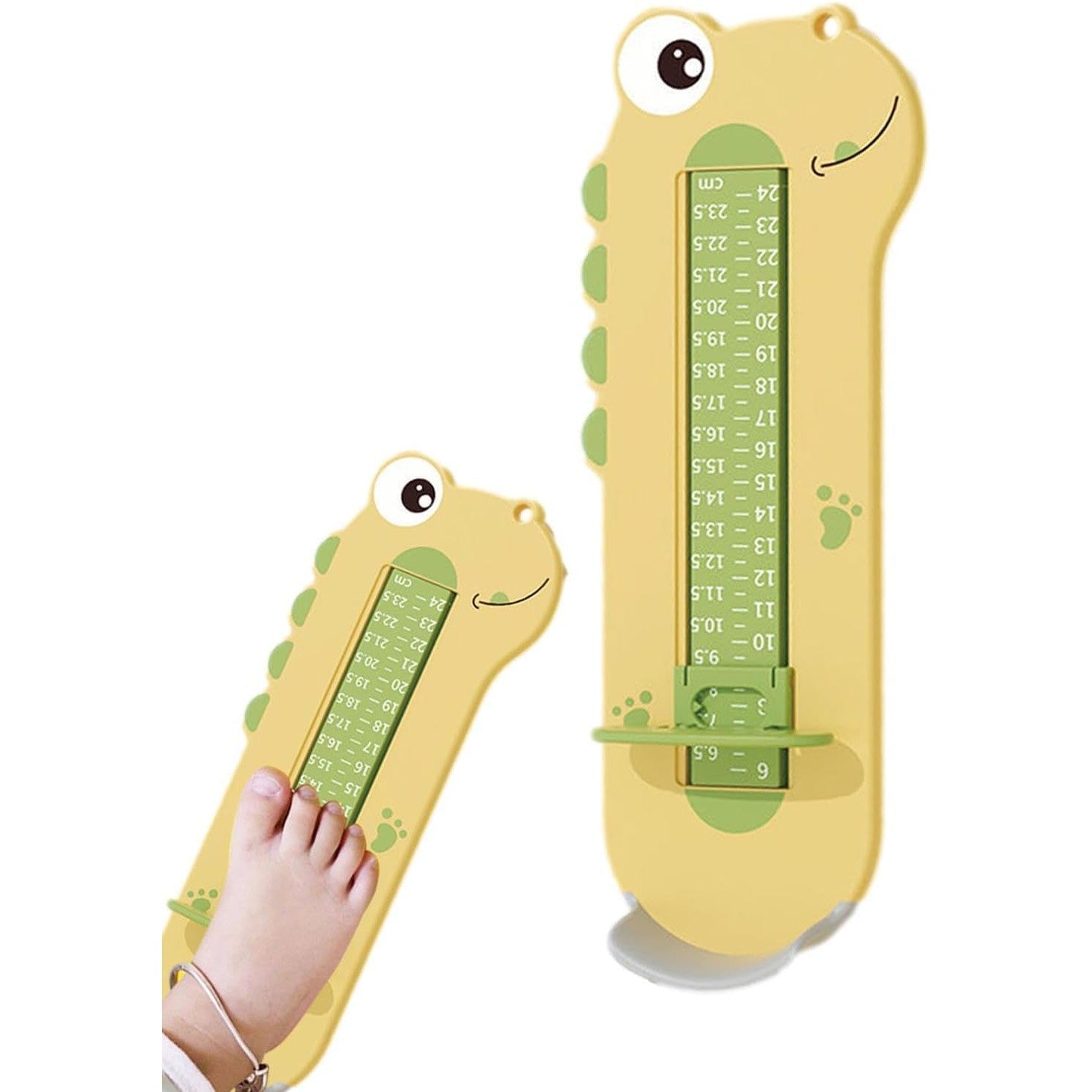 Dispozitiv de Masurat Talpa Piciorului pentru Bebelusi, Flippy, 9-24, Model Dinozaur, Galben