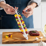 Forma pentru Frigarui, Flippy, Model Oase de Peste, din Otel Inoxidabil, Instrument pentru Gratar, BBQ, cu Deschizator