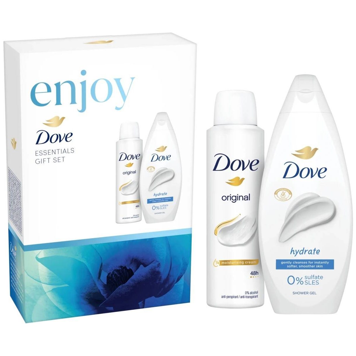 Set Cadou, DOVE, Sg250ml Deo150ml Hidrating, Gel de Dus 250 ml, Deodorant 150 ml