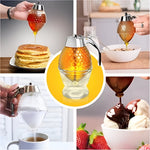 Dozator de Miere, Flippy, Dispenser fara Picurare, Borcan Tip Fagure, fara Scurgeri, pentru Zahar si Sirop, 15x8 cm,
