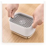 Dozator Flippy, Dispenser 2 in 1 pentru Detergent Lichid de Vase sau pentru Obiecte Sanitare cu Suport pentru Burete de