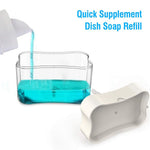 Dozator Flippy, Dispenser 2 in 1 pentru Detergent Lichid de Vase sau pentru Obiecte Sanitare cu Suport pentru Burete de