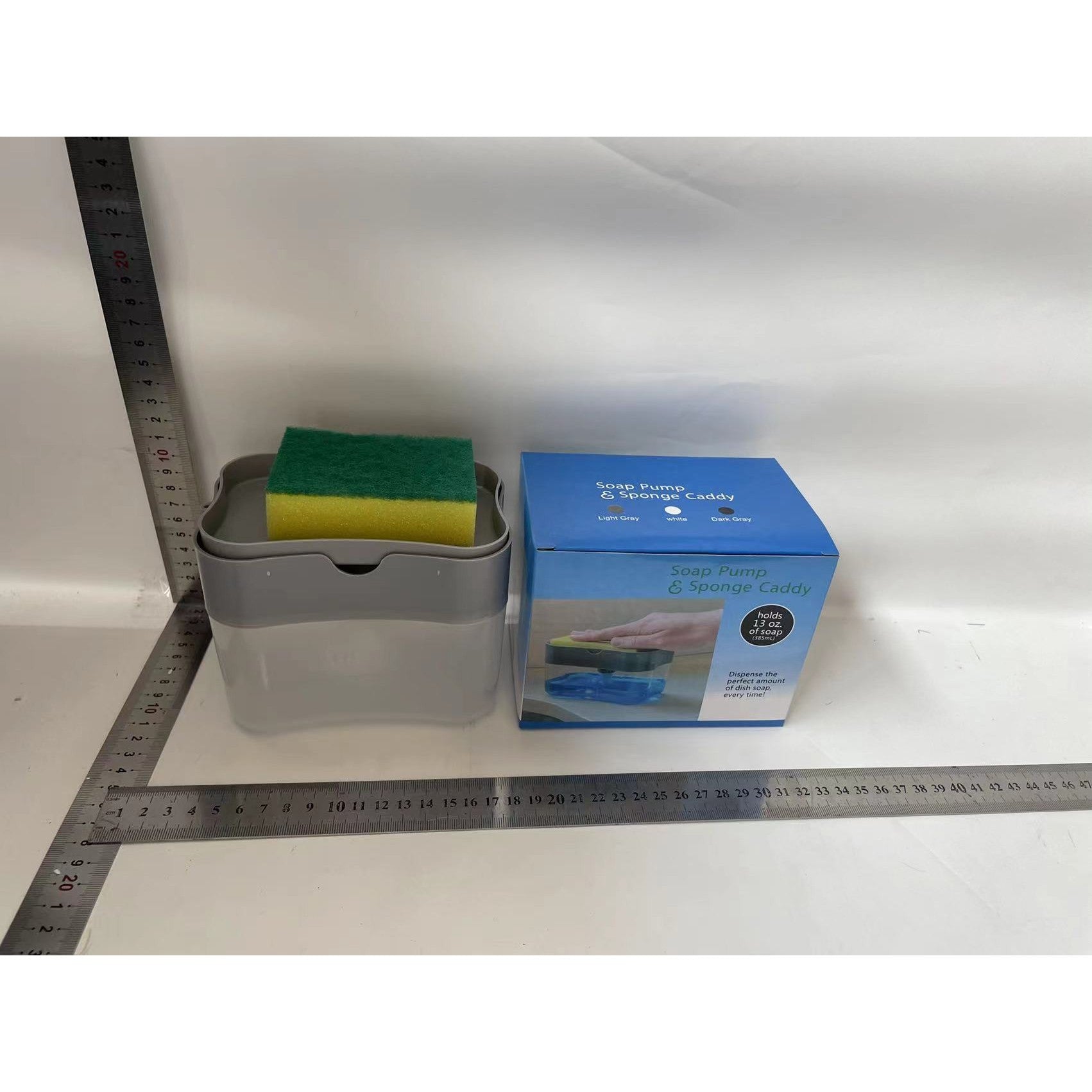 Dozator Flippy, Dispenser 2 in 1 pentru Detergent Lichid de Vase sau pentru Obiecte Sanitare cu Suport pentru Burete de