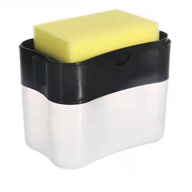Dozator Flippy, Dispenser 2 in 1 pentru Detergent Lichid de Vase sau pentru Obiecte Sanitare cu Suport pentru Burete de