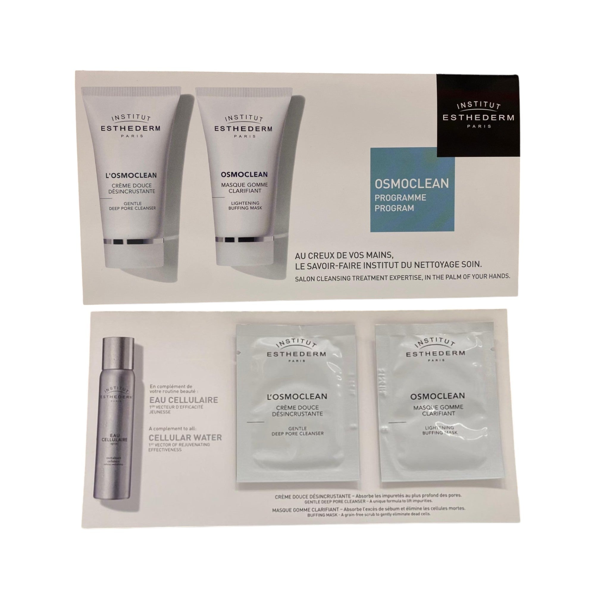 Duo Set Institut Esthederm: Osmoclean, Refining, Scrub Mask, For Face & Neck, 5 ml *Sample + Osmoclean, Deep Cleans And Purifies, Day & Night, Cream, For Face & Neck, 5 ml *Sample - Olmarkt