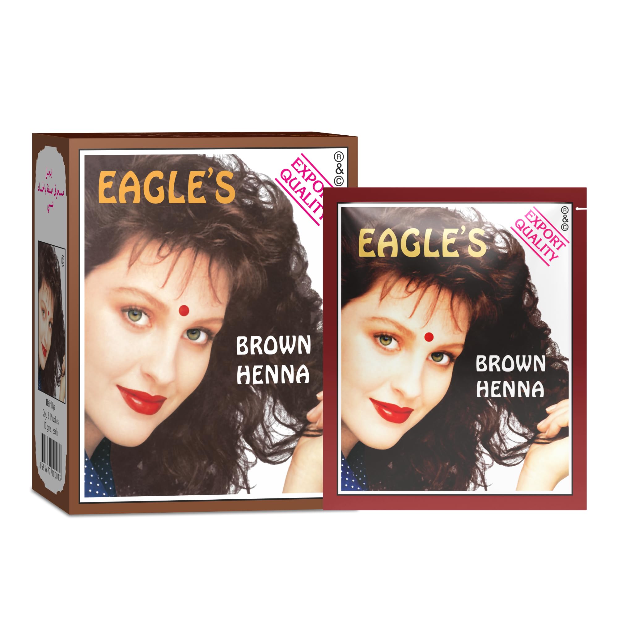 Set, Eagles, Henna Hair Color, Vopsea permanentă de păr,  Dark Brown, 6 buc, 10 g