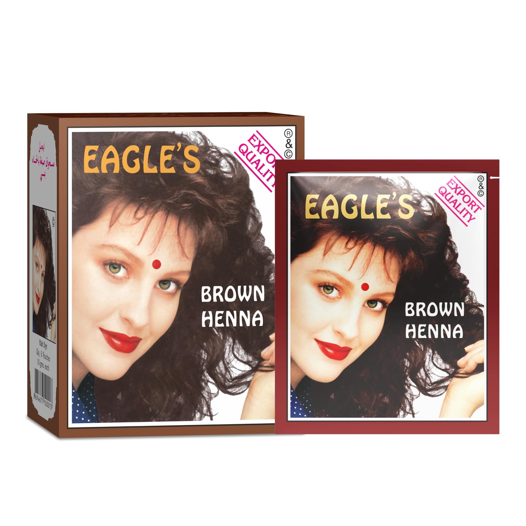 Set, Eagles, Henna Hair Color, Vopsea permanentă de păr,  Dark Brown, 6 buc, 10 g