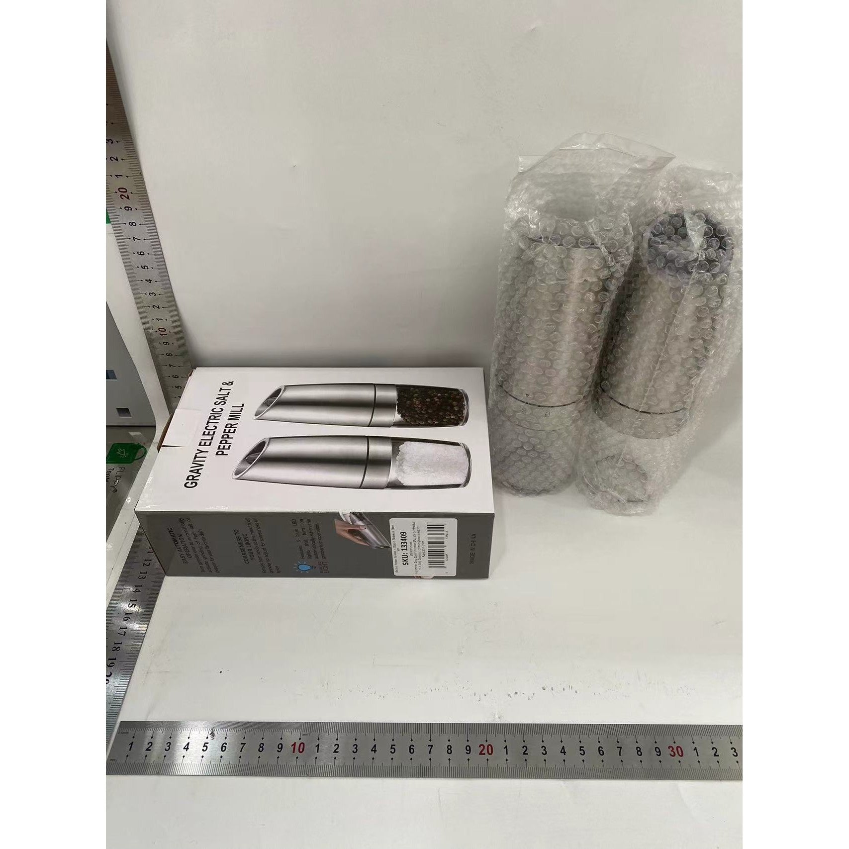 Set de 2 Rasnite electrice de Sare si Piper, Flippy, cu Camere Depozitare Transparente, Macinare, Functionare pe