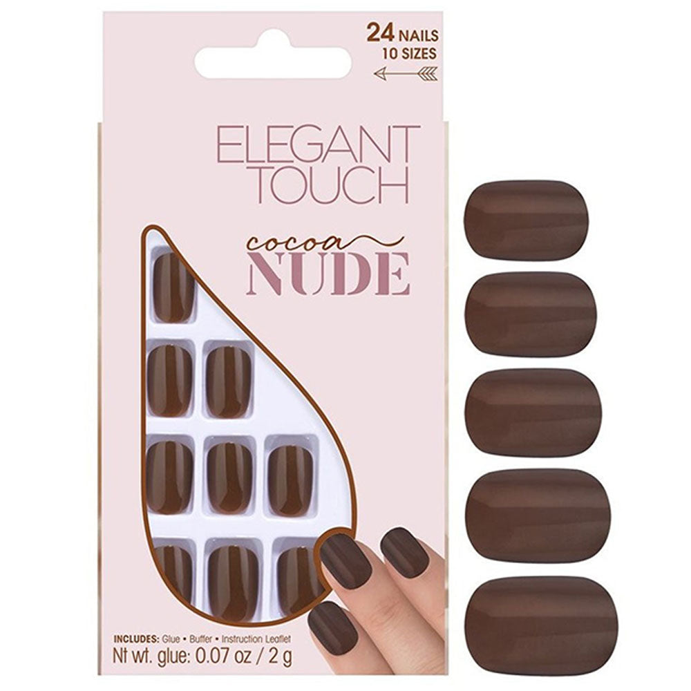 Set, Elegant Touch, Nude, Squoval, Unghii artificiale, Cacao, 24 buc - Olmarkt