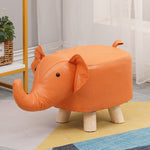 Taburet pentru Copii, Flippy, Scaun Tip Taburet, Model Elefant, din Lemn Masiv, Scaun pentru Copii, 30 x 25 x 25 cm,