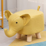 Taburet pentru Copii, Flippy, Scaun Tip Taburet, Model Elefant, din Lemn Masiv, Scaun pentru Copii, 30 x 25 x 25 cm,