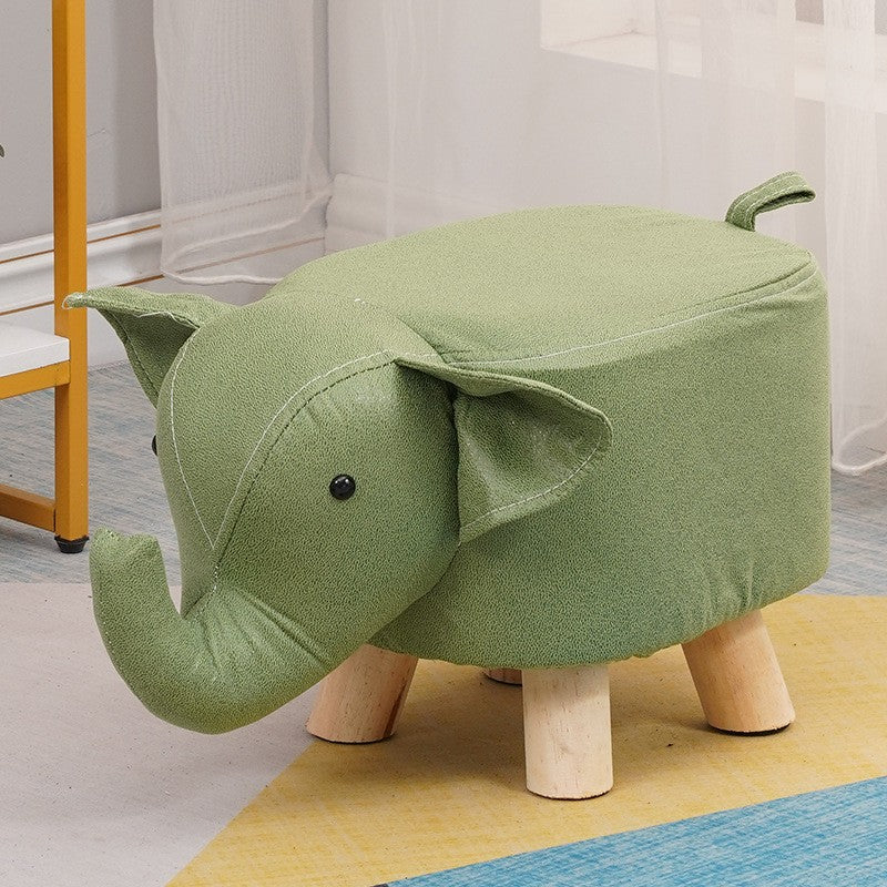 Taburet pentru Copii, Flippy, Scaun Tip Taburet, Model Elefant, din Lemn Masiv, Scaun pentru Copii, 30 x 25 x 25 cm,
