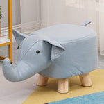 Taburet pentru Copii, Flippy, Scaun Tip Taburet, Model Elefant, din Lemn Masiv, Scaun pentru Copii, 30 x 25 x 25 cm,