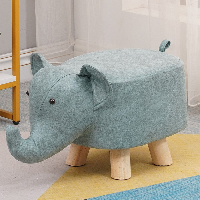 Taburet pentru Copii, Flippy, Scaun Tip Taburet, Model Elefant, din Lemn Masiv, Scaun pentru Copii, 30 x 25 x 25 cm,
