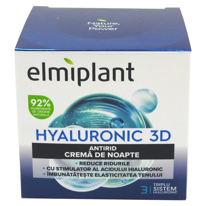 Crema Antirid de Noapte, Elmiplant, Hyaluronic, 50 ml