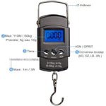 Cantar Digital de Mana cu Carlig, Flippy, Cantar Portabil, Pescuit, cu Maner, Capacitate 50 kg, cu Metru Incorporat,