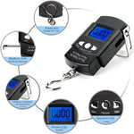 Cantar Digital de Mana cu Carlig, Flippy, Cantar Portabil, Pescuit, cu Maner, Capacitate 50 kg, cu Metru Incorporat,
