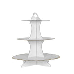 Etajera pentru Prajituri, Flippy, din Carton, 3 Nivele, 16/22/29 cm Diametru, Inaltime 38 cm, Alb