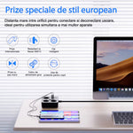 Prelungitor Multifunctional pentru Birou, Flippy, 3 Prize, 2 USB-A, 2 TYPE-C, Suport pentru Telefon, 3250W, Lungime
