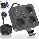Prelungitor Multifunctional pentru Birou, Flippy, 3 Prize, 2 USB-A, 2 TYPE-C, Suport pentru Telefon, 3250W, Lungime
