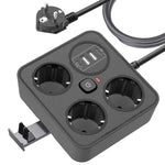 Prelungitor Multifunctional pentru Birou, Flippy, 3 Prize, 2 USB-A, 2 TYPE-C, Suport pentru Telefon, 3250W, Lungime
