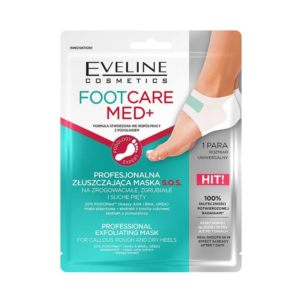 Eveline Cosmetics, Foot Care Med, Exfoliere, Mască pentru picioare sub formă de foaie, 2 buc