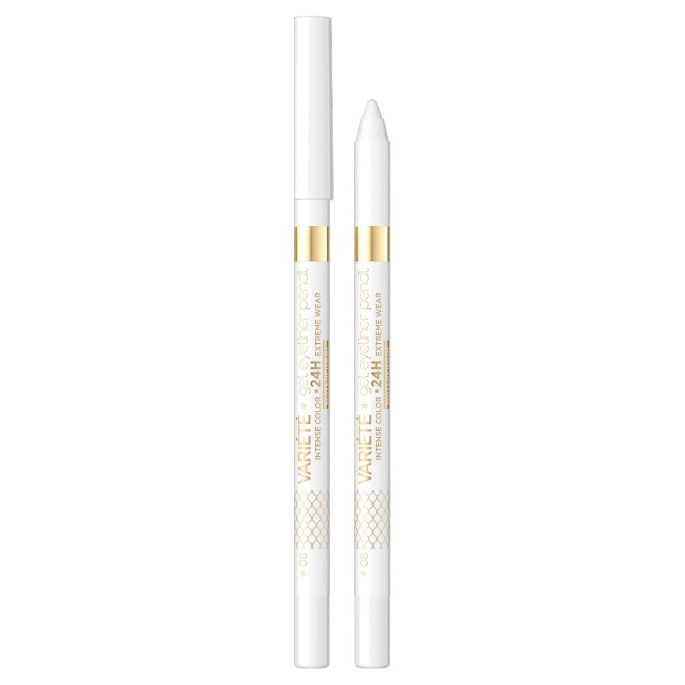 Eveline Cosmetics, Variete, Rezistent la apă, Creion eyeliner gel, 08, Alb, 1.3 g
