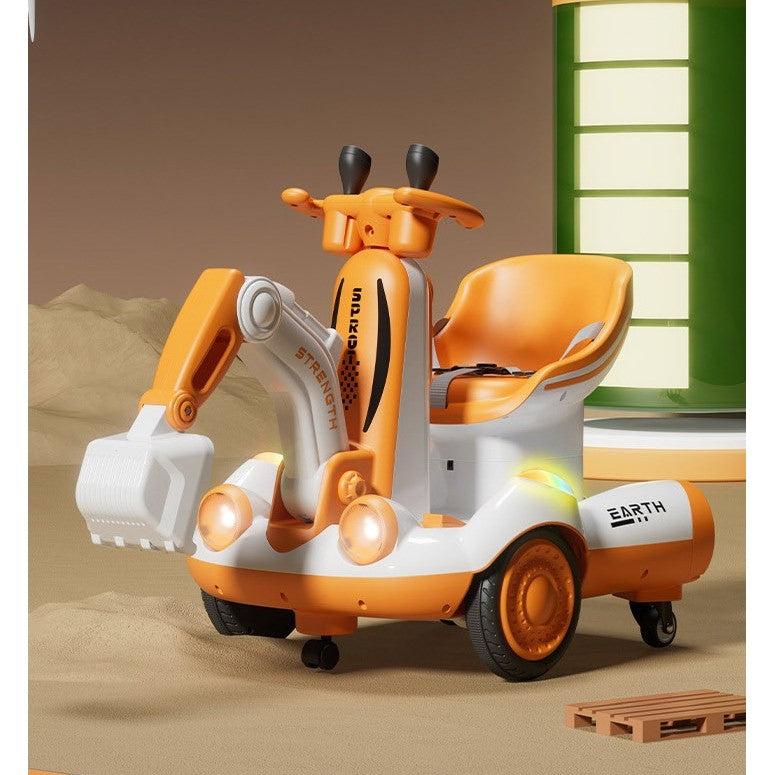 Excavator Electric, Flippy, pe 4 Roti Antiderapante, cu Telecomanda, Brat Controlat Electric, cu Telecomanda, +2 Ani,