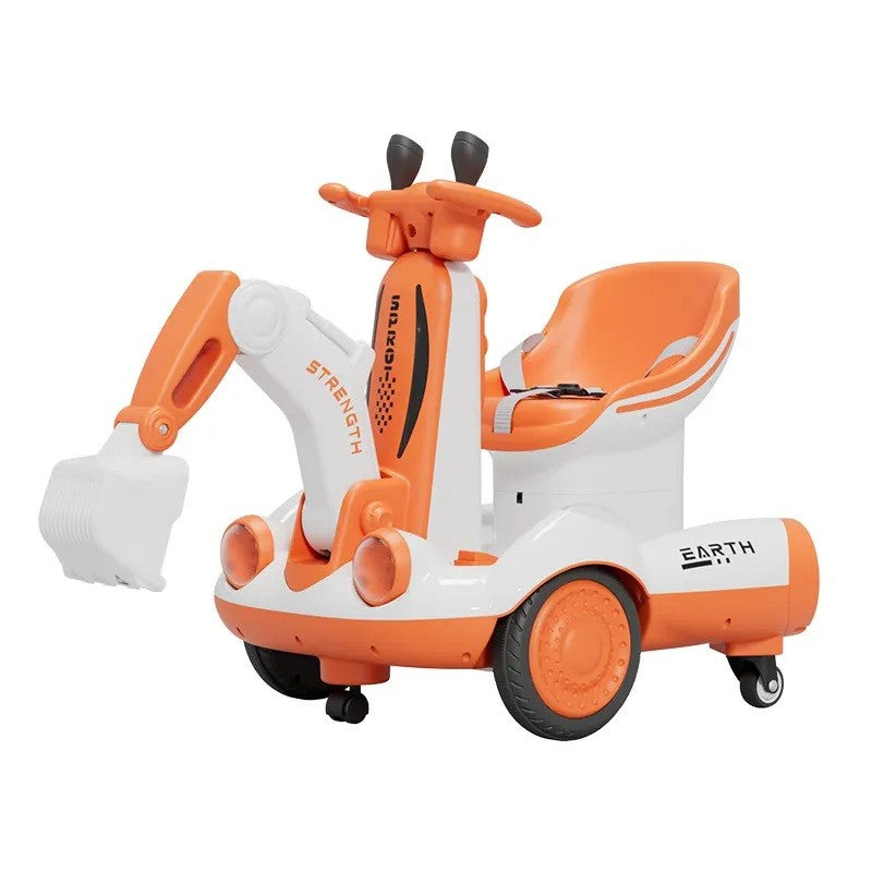 Excavator Electric, Flippy, pe 4 Roti Antiderapante, cu Telecomanda, Brat Controlat Electric, cu Telecomanda, +2 Ani,