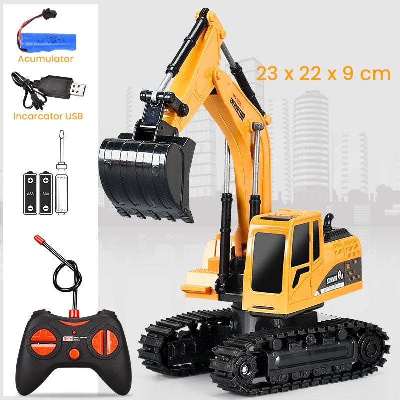 Excavator Jucarie pentru Copii, Flippy, Jucarie Excavator cu Telecomanda, Jucarie de Constructie, Acumulator cu