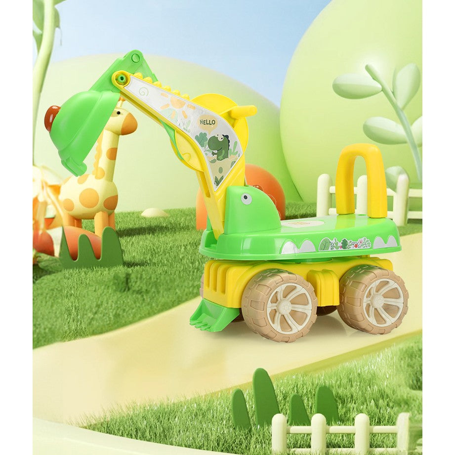 Excavator pentru Copii, Flippy, 1-3 Ani, Greutate Portanta 30 kg, Muzica si Lumini, Rotatie 360 Grade, 45 x 31 x 35 cm,