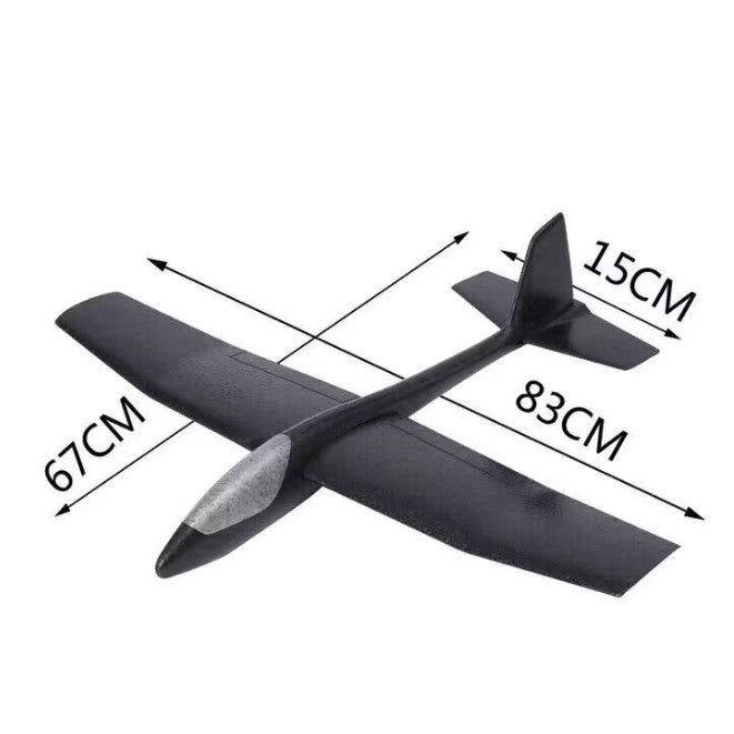 Avion Zburator, Flippy, Tip Planor, 83 cm Lungime, +3 Ani, din Polistiren, Aruncare 10 - 30 m, Negru