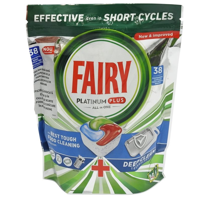 Detergent Capsule pentru Vase, FAIRY, Platinum, Set 38 Bucati