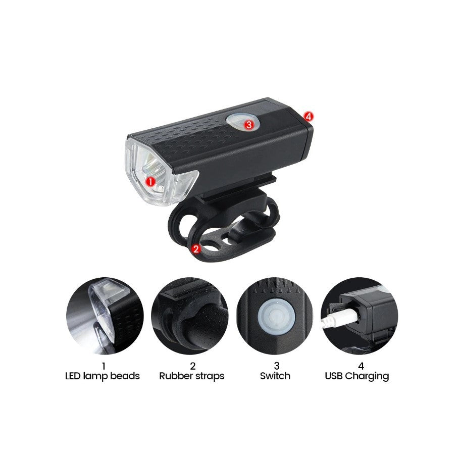Far cu LED proiector pentru bicicleta\trotineta, Flippy, reincarcabil, cablu USB inclus, 3 moduri de lumina, IPX4,
