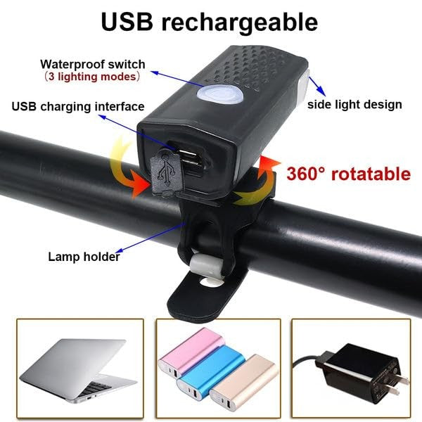 Far cu LED proiector pentru bicicleta\trotineta, Flippy, reincarcabil, cablu USB inclus, 3 moduri de lumina, IPX4,