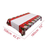 Fata de masa dreptunghiulara Flippy, PVC, 2.5 mm grosime, imprimeu Mos Craciun cu iepuras, potrivit pentru Craciun,